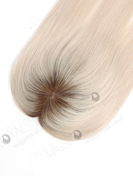 Luxury Best Quality Clip On Platinum Blonde Rooted Human Hair Topper 18 Inch Topper-044-20648