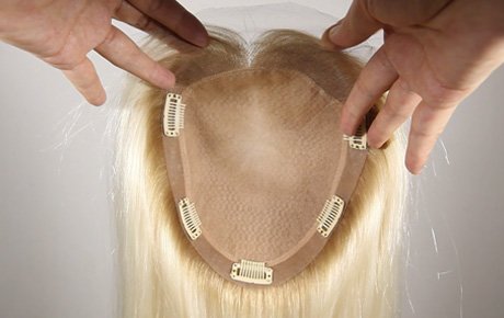Women's Toupee --White Human Hair Topper For Thinning Hair-(KN-016308-1)