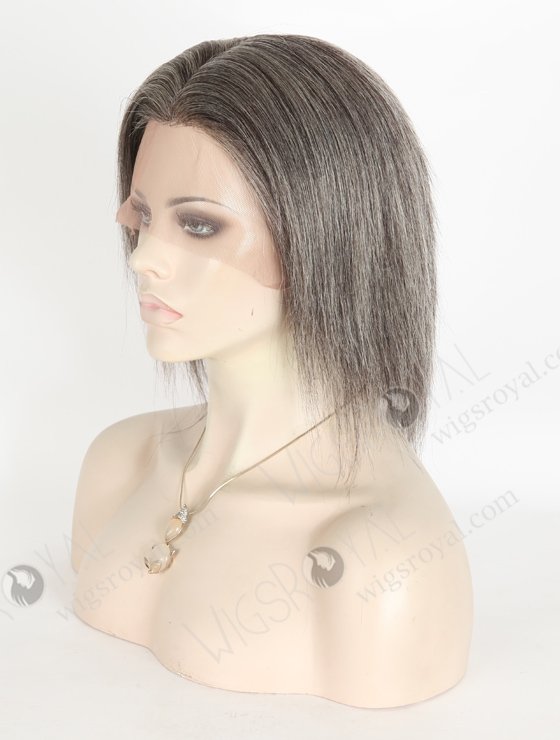 Grey Color Yaki Pure Mongolian Virgin Short Hair Full Lace Wig WR-LW-130-20972
