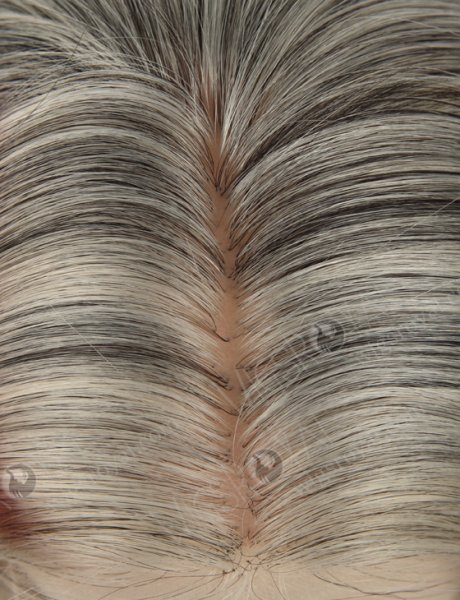 Knotless Scalp Replica Part Grey Color 100% European Human Hair Silk Top Full Lace Wig WR-ST-054