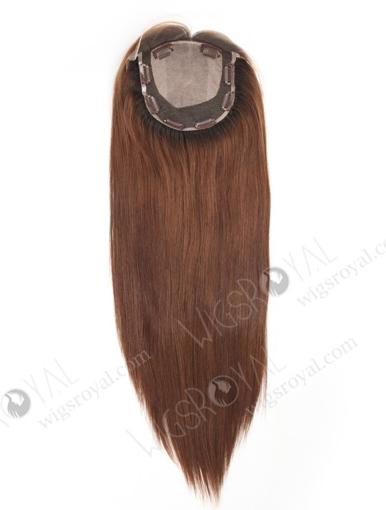 Double Draw Brown Color European Virgin Cuticles Silk Top Human Hair Women Toppers WR-TC-071-21217