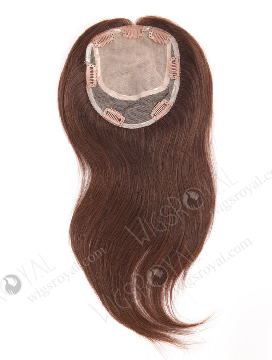 In Stock 5.5"*6" European Virgin Hair 14" Straight Color 3# Silk Top Hair Topper-102-21238
