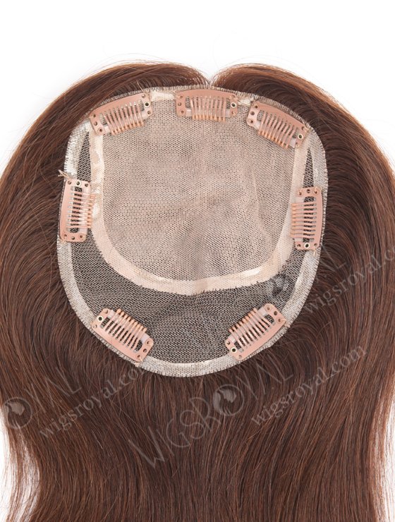 In Stock 5.5"*6" European Virgin Hair 14" Straight Color 3# Silk Top Hair Topper-102-21239