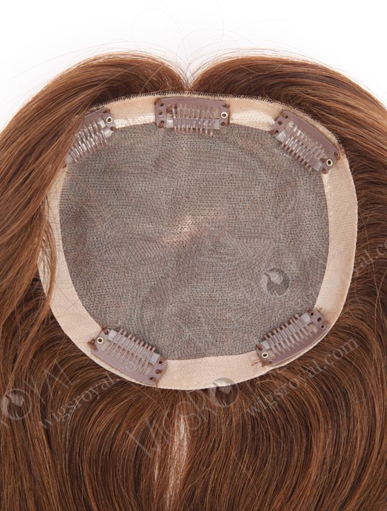 In Stock 5.5"*5.5" European Virgin Hair 12" Straight Color 4# Monofilament Hair Topper-106-21264