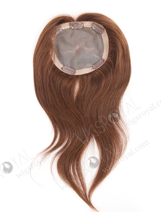 In Stock 5.5"*5.5" European Virgin Hair 12" Straight Color 4# Monofilament Hair Topper-106-21263