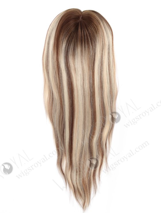 In Stock 5.5"*7" With Silk Top (4.5"x4.5") European Virgin Hair 20" All One Length Straight Color T9/60# with 9# highlights Silk Top Hair Topper-105-21255