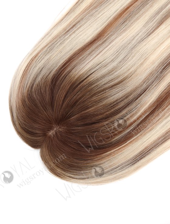 In Stock 5.5"*7" With Silk Top (4.5"x4.5") European Virgin Hair 20" All One Length Straight Color T9/60# with 9# highlights Silk Top Hair Topper-105-21256