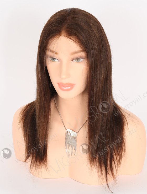 In Stock Indian Remy Hair 16" Light Yaki 2/4/6# Evenly Blended Color Full Lace Wig FLW-01907-21543