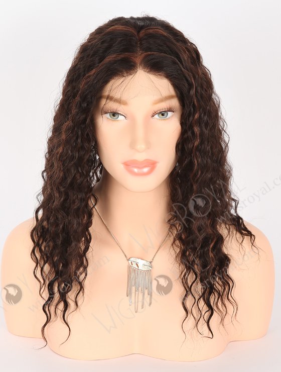 In Stock Indian Remy Hair 16" Deep Wave 2/33# Highlights Color Full Lace Wig FLW-01908