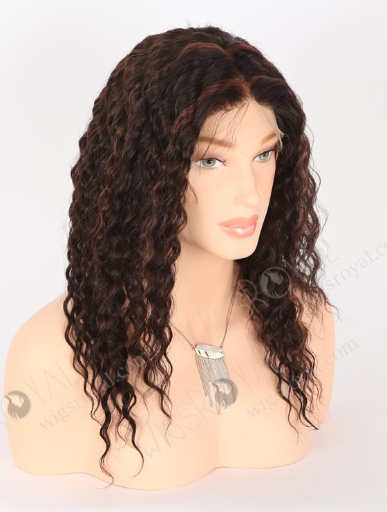In Stock Indian Remy Hair 16" Deep Wave 2/33# Highlights Color Full Lace Wig FLW-01908-21532
