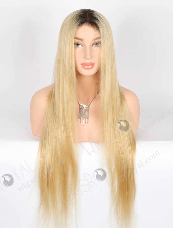 Long Blonde Full Lace Wig With Roots Color FLW-07338