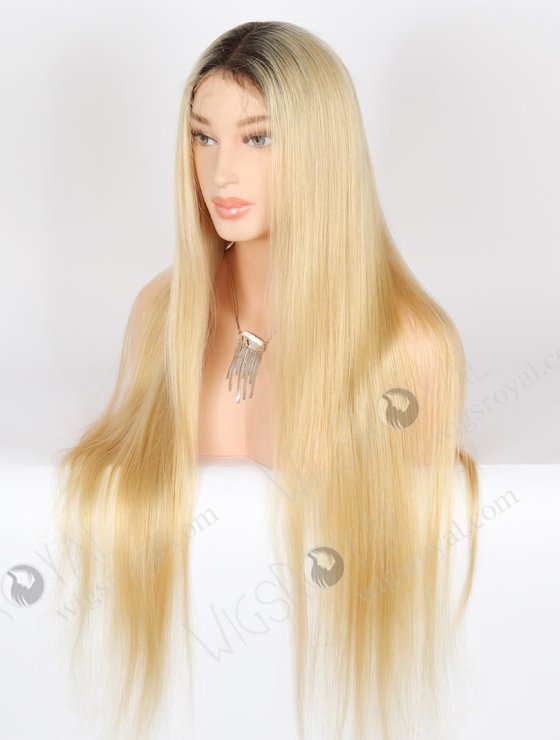 In Stock Chinese Virgin Hair 30" Straight Dark Roots with Blonde Color as Pic Color Full Lace Wig FLW-07338-21755