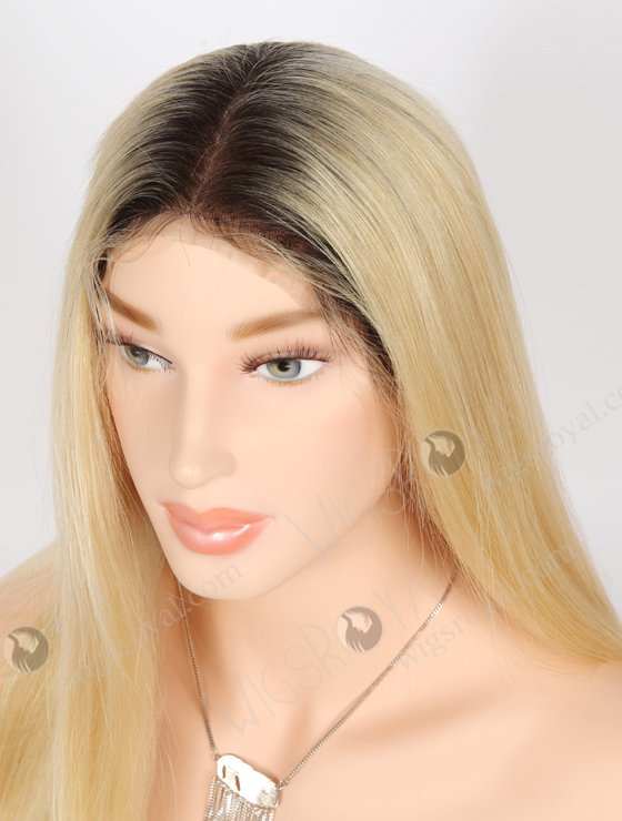 In Stock Chinese Virgin Hair 30" Straight Dark Roots with Blonde Color as Pic Color Full Lace Wig FLW-07338-21758