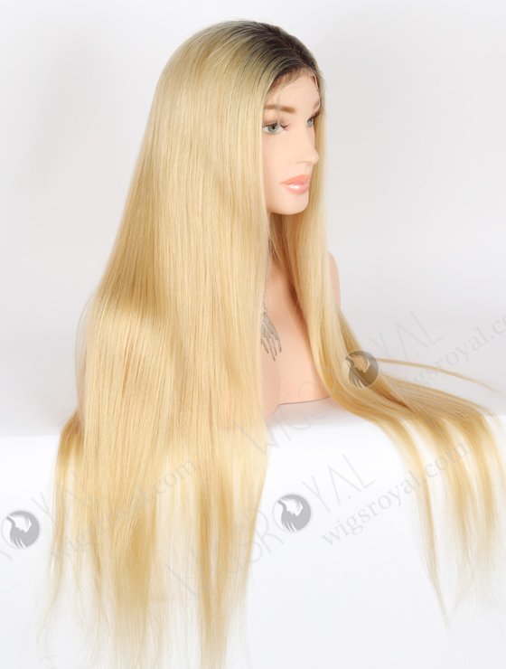 In Stock Chinese Virgin Hair 30" Straight Dark Roots with Blonde Color as Pic Color Full Lace Wig FLW-07338-21760