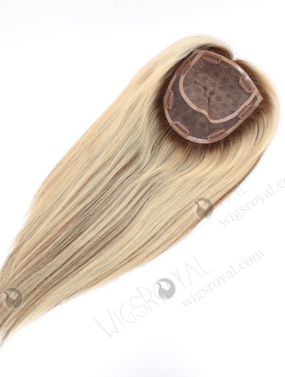 In Stock 6"*6.5" European Virgin Hair 16" Straight T4/22# with 4# Highlights Color Silk Top Hair Topper-113-21994