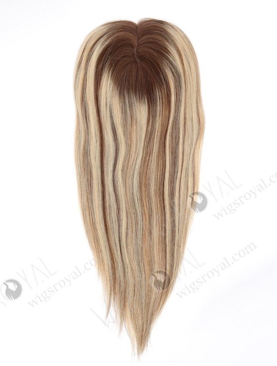 Natural Looking Rooted Blonde Human Hair Clip In Toppers 5.5" x 6" Volume Hair Topper-112-21979