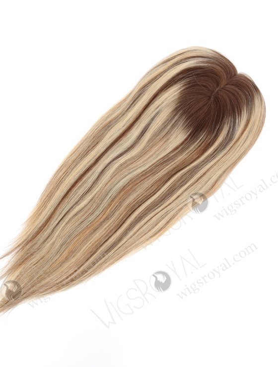 Natural Looking Rooted Blonde Human Hair Clip In Toppers 5.5" x 6" Volume Hair Topper-112-21980