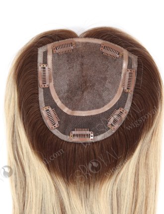 Natural Looking Rooted Blonde Human Hair Clip In Toppers 5.5" x 6" Volume Hair Topper-112