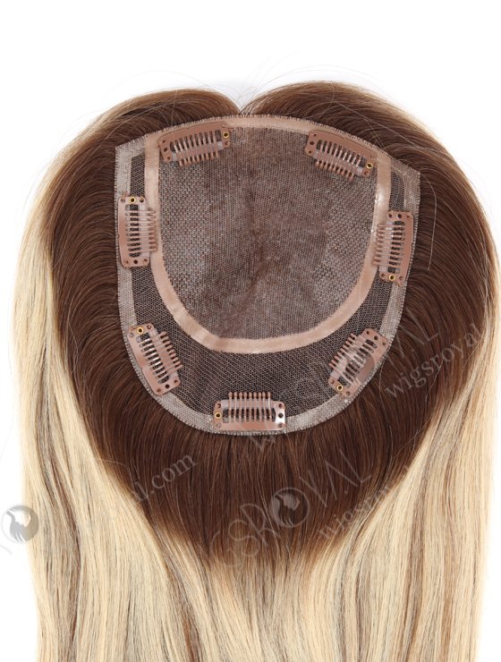 Natural Looking Rooted Blonde Human Hair Clip In Toppers 5.5" x 6" Volume Hair Topper-112-21983