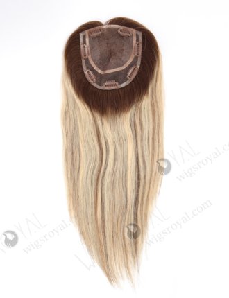 Natural Looking Rooted Blonde Human Hair Clip In Toppers 5.5" x 6" Volume Hair Topper-112
