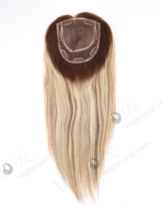 Natural Looking Rooted Blonde Human Hair Clip In Toppers 5.5" x 6" Volume Hair Topper-112-21984