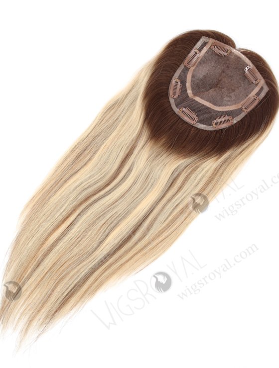 Natural Looking Rooted Blonde Human Hair Clip In Toppers 5.5" x 6" Volume Hair Topper-112-21985