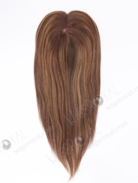 In Stock 6"*6.5" European Virgin Hair 16" Straight 3# with T3/8# Highlights Color Silk Top Hair Topper-110-21971