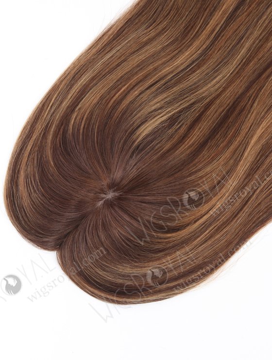 In Stock 6"*6.5" European Virgin Hair 16" Straight 3# with T3/8# Highlights Color Silk Top Hair Topper-110-21972
