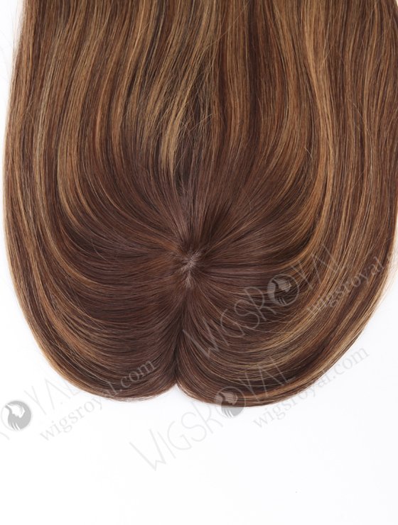 In Stock 6"*6.5" European Virgin Hair 16" Straight 3# with T3/8# Highlights Color Silk Top Hair Topper-110-21974