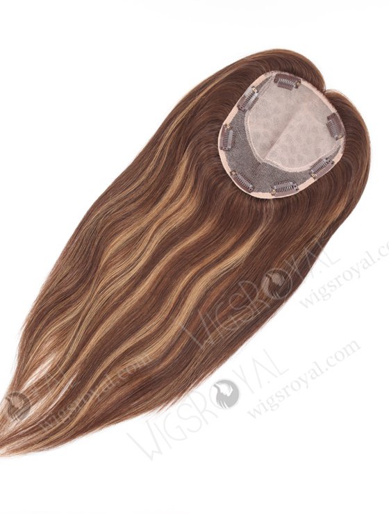 In Stock 6"*6.5" European Virgin Hair 16" Straight 3# with T3/8# Highlights Color Silk Top Hair Topper-110-21975