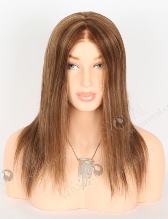Monofilament Wigs Petite Size | Chestnut Brown with Highlights Glueless Lace Front Mono Top Wigs GLM-08009