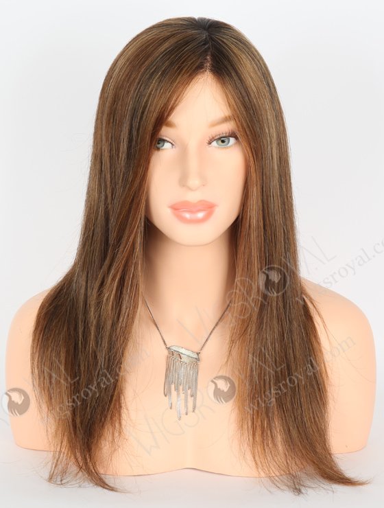 In Stock European Virgin Hair 16" Straight 6#/10#/130#/144# Highlights 4#/2#,Toots 2# Color Monofilament Top Glueless Wig GLM-08002-22777