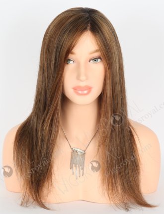 In Stock European Virgin Hair 16" Straight 6#/10#/130#/144# Highlights 4#/2#,Toots 2# Color Monofilament Top Glueless Wig GLM-08002