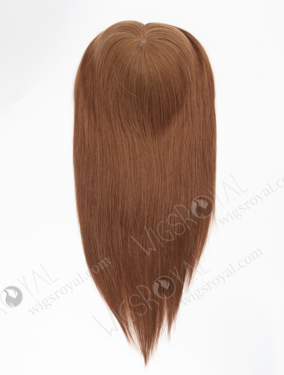 In Stock European Virgin Hair 16" Straight 9# Color 7"×8" Silk Top Open Weft Human Hair Topper-128-22869