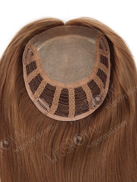 In Stock European Virgin Hair 16" Straight 9# Color 7"×8" Silk Top Open Weft Human Hair Topper-128-22871