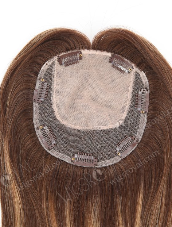 In Stock 5.5"*6.5" European Virgin Hair 16" Straight 3# With T3/8# Highlights Color Silk Top Hair Topper-143-22966