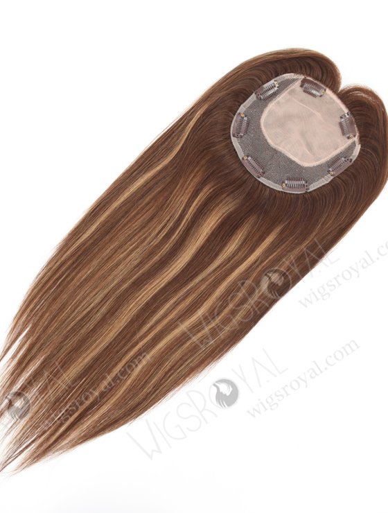 In Stock 5.5"*6.5" European Virgin Hair 16" Straight 3# With T3/8# Highlights Color Silk Top Hair Topper-143-22967
