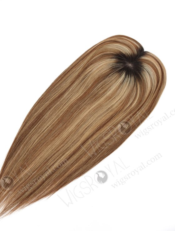 Chestnut Brown Silk Base Topper With Strawberry Blonde Highlights Topper-141-22954