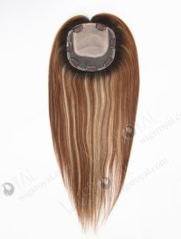 Chestnut Brown Silk Base Topper With Strawberry Blonde Highlights Topper-141