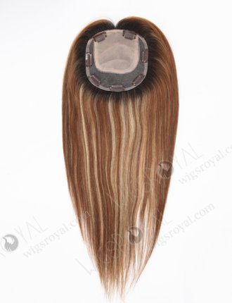 Chestnut Brown Silk Base Topper With Strawberry Blonde Highlights Topper-141
