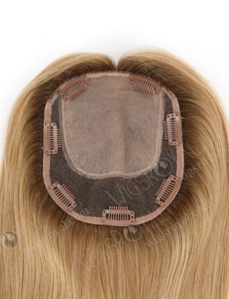Silk Top Scalp Women's Hair Toppers for Thinning Hair 16 Inch Medium Blonde with Brown Roots Topper-149