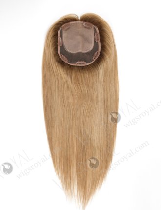 Silk Top Scalp Women's Hair Toppers for Thinning Hair 16 Inch Medium Blonde with Brown Roots Topper-149