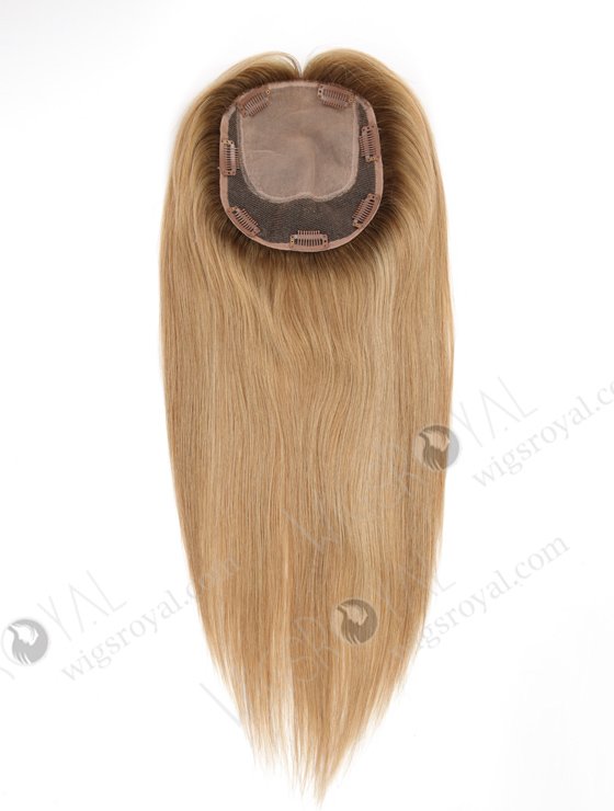In Stock 5.5"*6.5" European Virgin Hair 16" Straight #8/25/60，Roots #9 Color Silk Top Hair Topper-149-22984