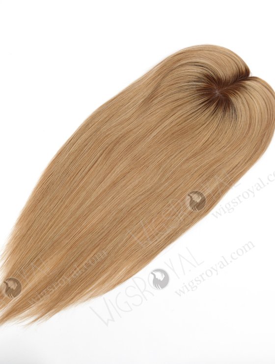 In Stock 5.5"*6.5" European Virgin Hair 16" Straight T4/8# With T4/613# Highlights Color Silk Top Hair Topper-147-22971