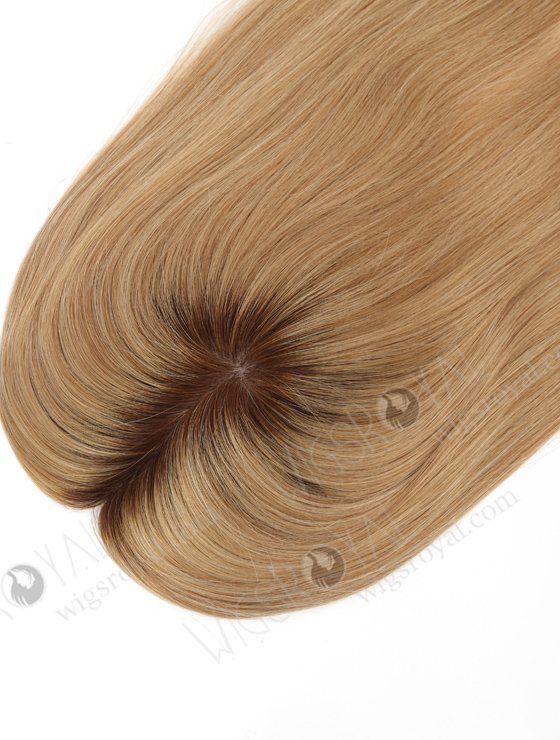 In Stock 5.5"*6.5" European Virgin Hair 16" Straight T4/8# With T4/613# Highlights Color Silk Top Hair Topper-147-22973