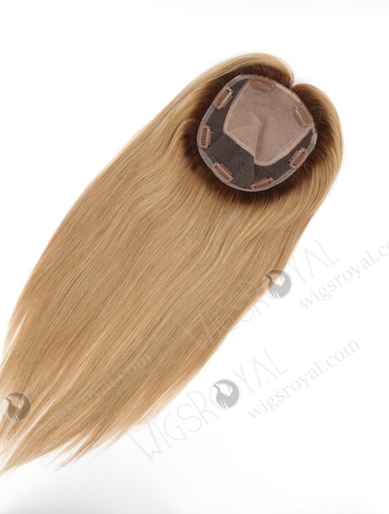 In Stock 5.5"*6.5" European Virgin Hair 16" Straight T4/8# With T4/613# Highlights Color Silk Top Hair Topper-147-22976