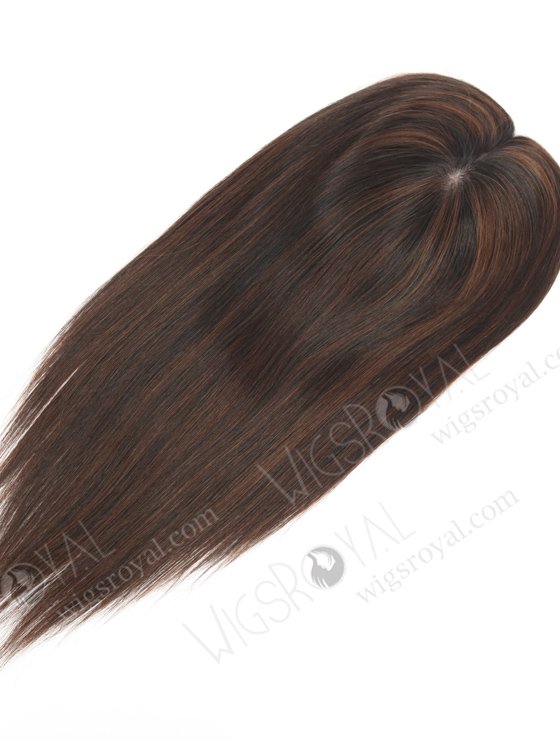 In Stock 5.5"*6.5" European Virgin Hair 16" Straight T1/3# With 1# Highlights Color Silk Top Hair Topper-139-22938