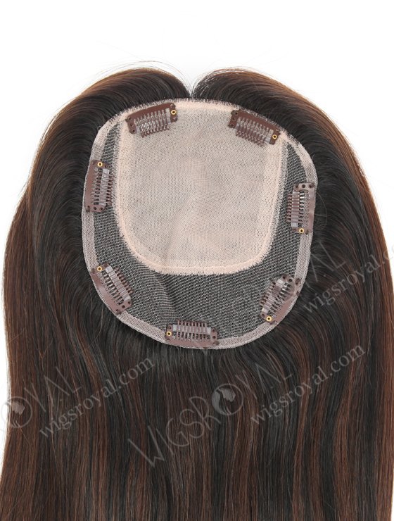 In Stock 5.5"*6.5" European Virgin Hair 16" Straight T1/3# With 1# Highlights Color Silk Top Hair Topper-139-22941