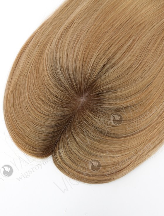 In Stock 5.5"*6.5" European Virgin Hair 12" Straight #8/25/60, Roots #9 Color Silk Top Hair Topper-158-23072