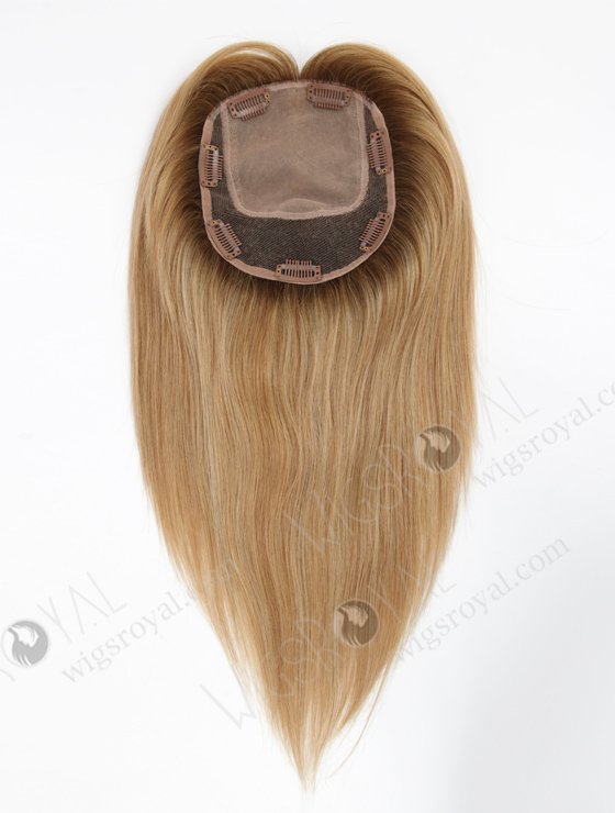 In Stock 5.5"*6.5" European Virgin Hair 12" Straight #8/25/60, Roots #9 Color Silk Top Hair Topper-158-23077